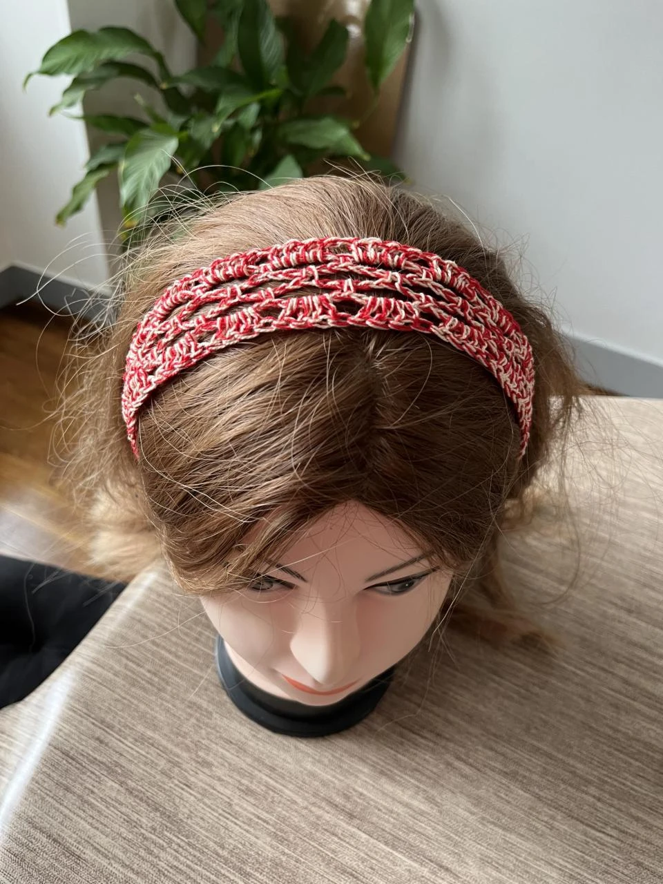 Bandeau Serre tête Headband Stirnband Hoofdband Venda Katoen Rood Beige Maat u – photo 2